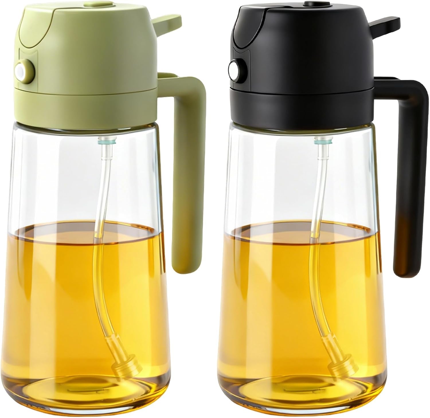 2pcs-glass-oil-sprayer-for-cooking-16oz-470ml-kitchen-gadget-for-air-fryer-salad-bbq-frying-white-black-green