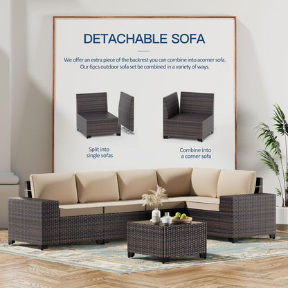 7 Piece Outdoor Wicker Patio Furniture Set with Fire Pit Table4