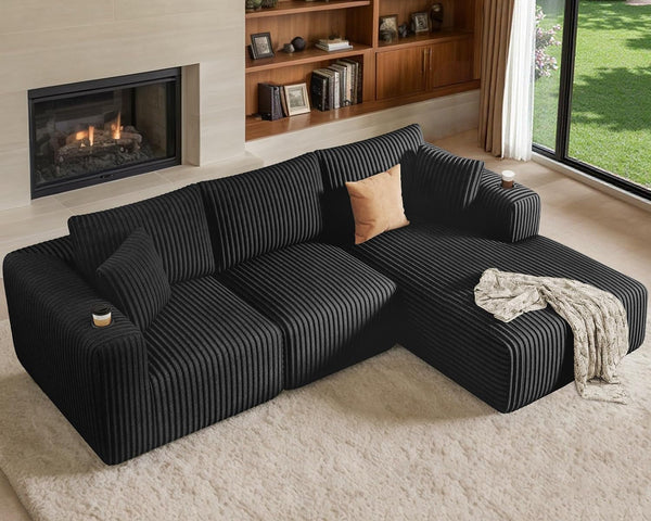 Modular Sectional Sofa, L-Shaped Boneless Cloud Couch Corduroy, No Assembly9