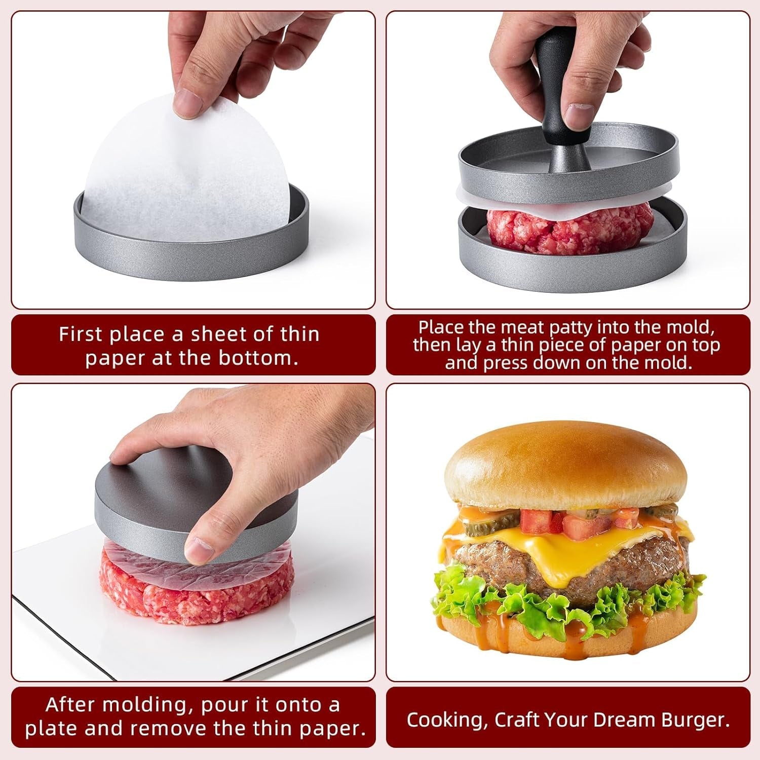 burger-press-100-patty-papers-set-4-6-inch-round-smasher-grill-press-non-stick-hamburger-patty-maker-with-wax-paper-aluminum-burger-maker-for-kitchen-bbq-meat-beef-cheese-veggie-burger-maker