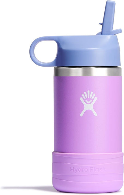 Hydro Flask Kids Water Bottle for School - Stainless Steel and Insulated with Straw Cap - 12 Oz in Anemone Purple1