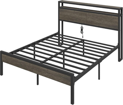 Full Size Metal Bed Frame with Charging Station9
