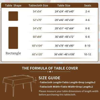 Rectangle Waterproof Tablecloth Linen Textured Table Cloth,Stain and Wrinkle Resistant Washable Fabric Table Cover for Dining, Party, Camping and Outdoor, 54 X 78 Inch, Brown Plaid6