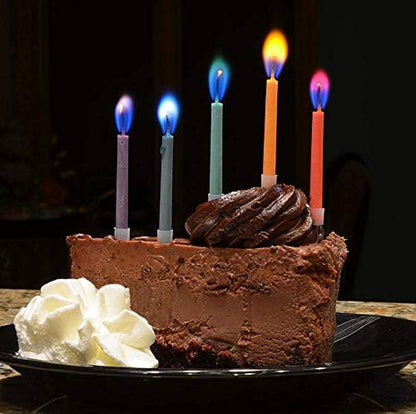 Amazing  Multicolor Happy Birthday Candles and Holders (12 Count),Unscented8