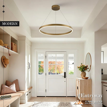 Modern LED Ring Chandelier Brass Gold Chandeliers 24In Dimmable7