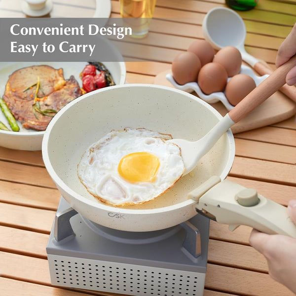 21 Piece Pots and Pan Set Non Stick, Ceramic Cookware Set with Detachable Handle, RV Camping Stackable Kitchen Set, Pots and Pans Set Non Toxic, Induction Compatible, Oven Safe, 21PCS8