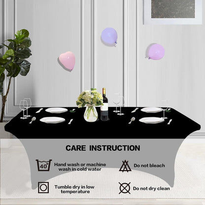 2 Pack 6FT Black Table Cloth for Rectangular Spandex Table Cover | Fitted Events Stretch Covers Washable Spandex Tablecloth Protector for Party, Wedding, Cocktail, Banquet, Festival5