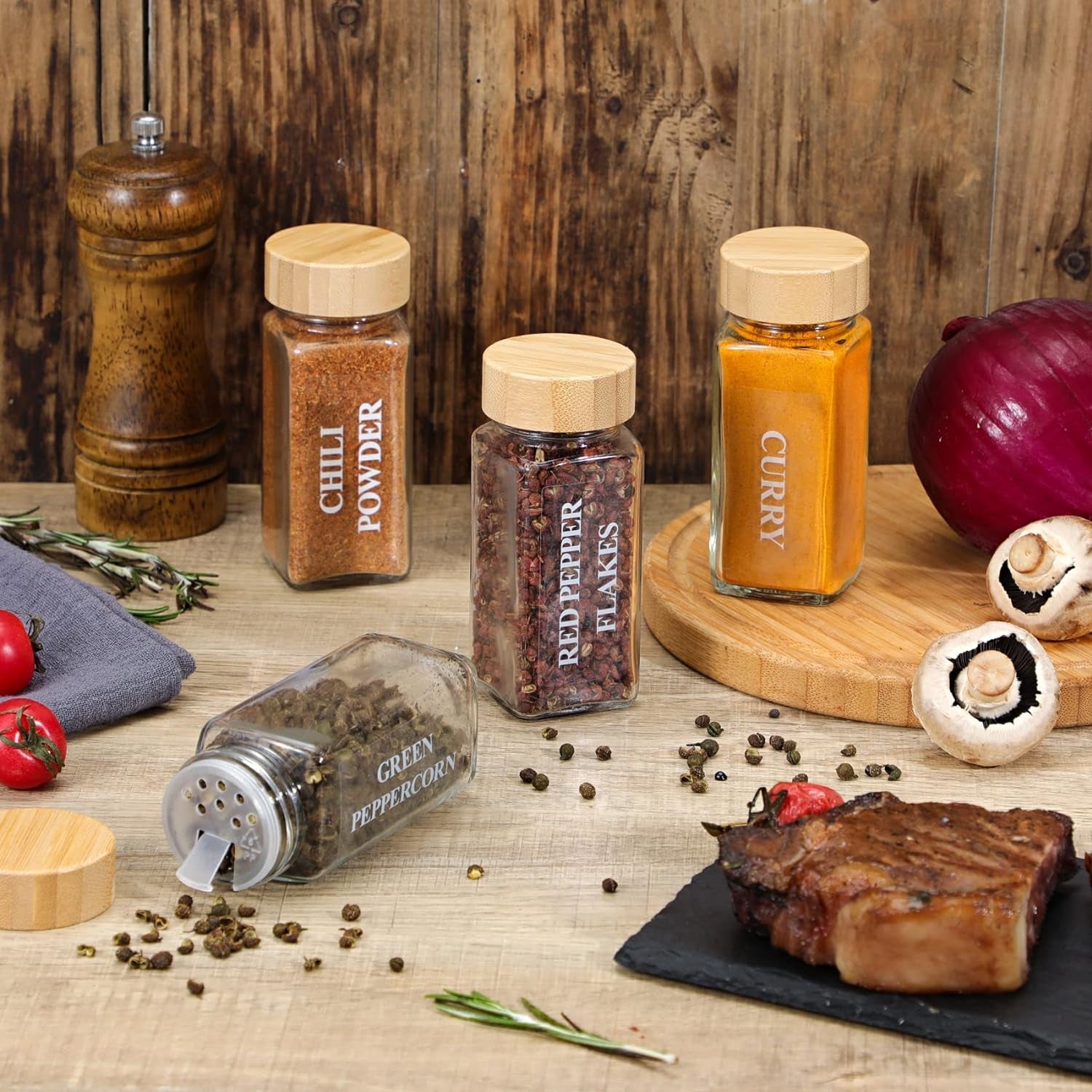 24-pcs-glass-spice-jars-with-bamboo-lids-4-oz-glass-jars-with-minimalist-farmhouse-spice-labels-stickers-collapsible-funnel-seasoning-storage-bottles-for-spice-rack-cabinet-drawer