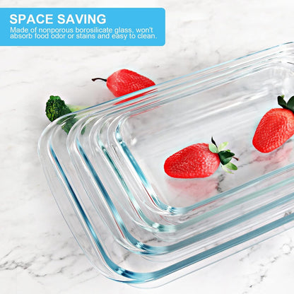 8 Pieces Glass Baking Dish with Lids, Gray | Rectangular Glass Baking Pan, Bakeware Set with Lids for Lasagna, Leftovers, Cooking, Fridge-To-Oven, Casserole Dish4