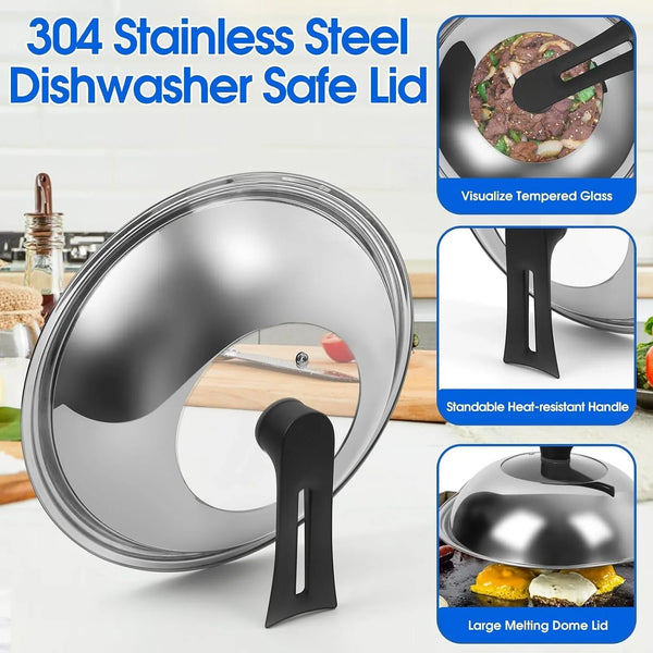 12.5 Inch Carbon Steel Wok for Electric, Induction and Gas Stoves (Lid, Spatula and User Guide Video Included)3