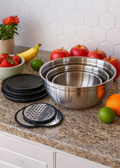 Stainless Steel 9-Piece Mixing Bowl Set, Black7