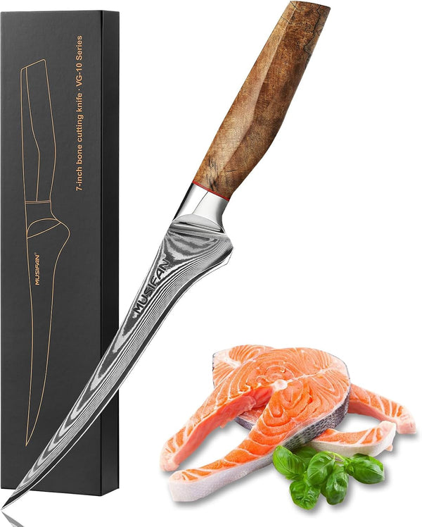 Fillet Knife 7 Inch, Precision Boning Knife for Efficient Meat Cutting and Boning， Boning Knife in High Carbon Steel1
