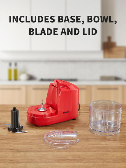 1.5-Cup One-Touch Electric Food Chopper, 100W Mini Food Processor Meat Grinder, Mix, Chop, Mince and Blend Vegetables, Fruits, Nuts, Meats, Stainless Steel Blade (Red)5