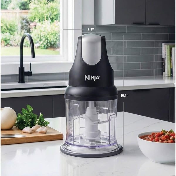 Ninja Express Chop Manual Food Processor, 16Oz Bowl, Gray, NJ100GR | One-Touch Pulse Chops, Grinds & Purees Garlic, Herbs, Nuts & More. 3-Cup Capacity, Stainless Blades, Dishwasher Safe.4