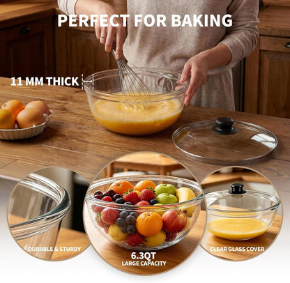 6.3 QT Glass Mixing Bowl with Lids, Large Glass Bowl for Sourdough Bread4