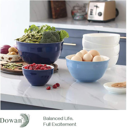 Mixing Bowls, 4.25/2/0.5 Qt Ceramic Mixing Bowls for Kitchen, Large Salad Serving Bowls, Nesting Mixing Bowls Set, Microwave Safe, Blue4