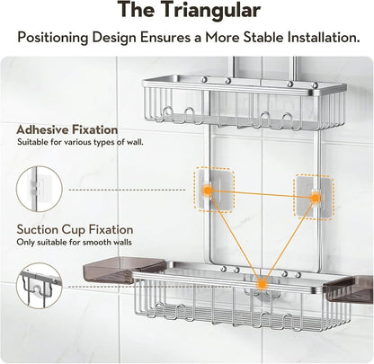 Shower Caddy Hanging, Never Rust Shower Organizer Hanging, Aluminum Shower Racks for inside Shower with Hooks for Razor, Bathroom Organizers and Storage with Soap Holder, Bright Silver8