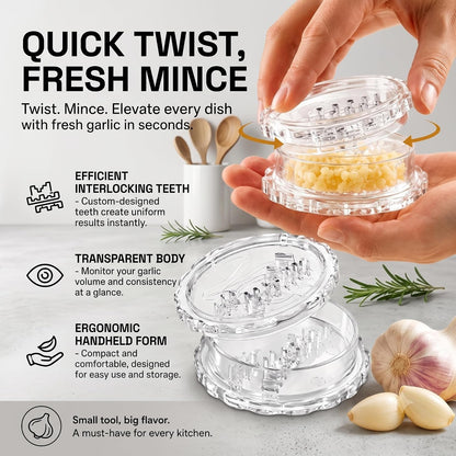 2Pcmanual Garlic Twister,Manual Garlic Crusher and Mincer, Transparent Twisting Garlic Chopper Tool, Multi-Functional Handheld Grinder for Ginger, Nuts, Herbs and Spices, Easy to Clean Kitchen Gadget4