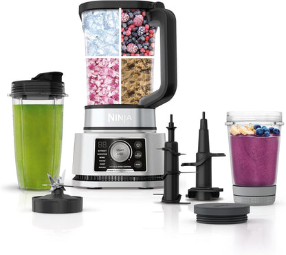 Ninja Foodi Power Blender & Food Processor, 6 Functions, Silver, SS351 | Smarttorque Motor Never Stalls. 6 Functions for Smoothies, Bowls & Dough. 72-Oz Pitcher + Processor Bowl + Cups.1