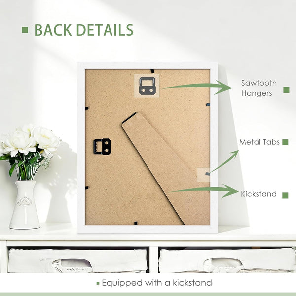8X10 Picture Frame Set of 6, Solid Wood Photo Frames, White4