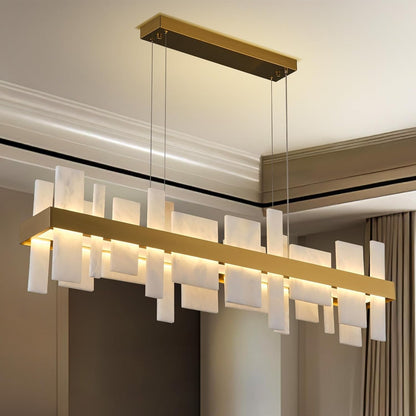 46.8 Inch Modern Adjustable Alabaster Rectangle Chandelier1