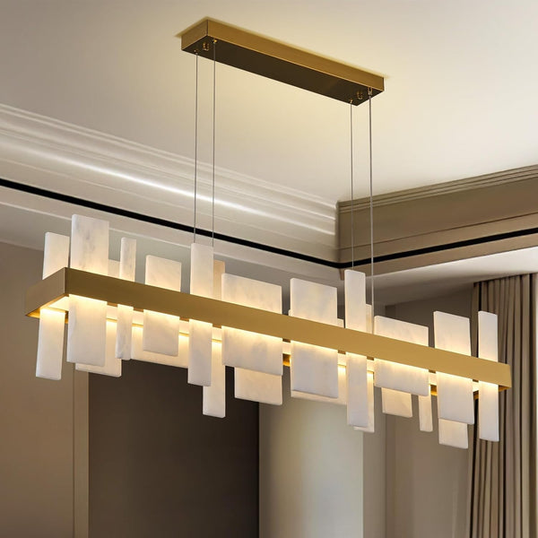 46.8 Inch Modern Adjustable Alabaster Rectangle Chandelier1