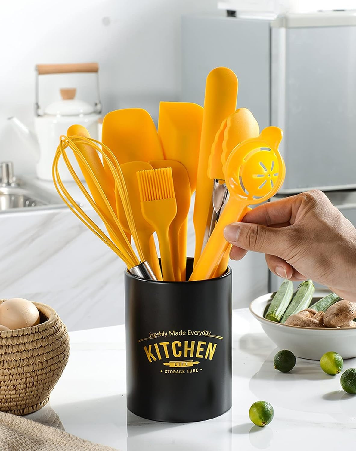 silicone-spatula-set-of-11-kitchen-utensils-with-iron-utensils-holder-for-baking-cooking-and-mixing-cooking-spatulas-nonstick-cookware-seamless-and-flexible-dishwasher-safe-yellow
