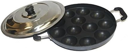 Tabakh Appampatra Paniyaram Non Stick Appam Pan with Stainless Steel Lid, 9.5"2