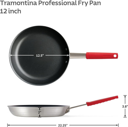 Professional 12-Inch Non Stick Large Frying Pan | Heavy-Gauge Aluminum Skillet with Reinforced Nonstick Coating, Red Handle, Dishwasher and Oven Safe, Made in Brazil4