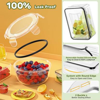 40 PCS Food Storage Containers with Lids Airtight (20 Lids &20 Containers) - Leakproof Meal-Prep Containers for Kitchen Storage Reusable Plastic Microwave/Dishwasher Safe with Labels & Pen3