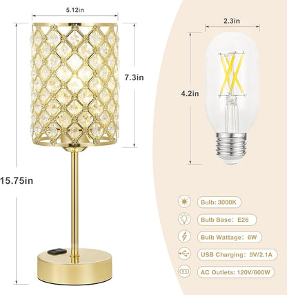 Gold Lamps for Night Stands, Crystal Table Lamp with Touch Control5