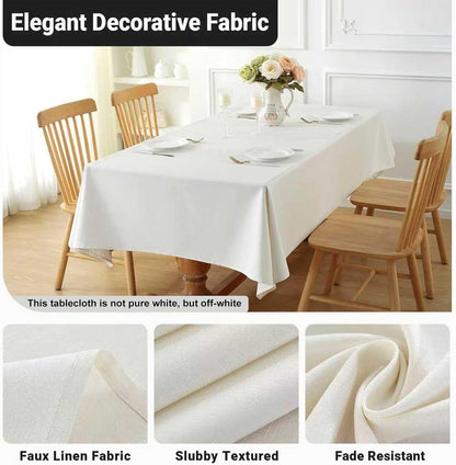 Table Cloth (Fits 4 Foot Table) Rectangle Linen Waterproof Textured White Tablecloth, Washable Wrinkle Free Spill Proof Fabric Tablecloths for Dining Table Farmhouse, 52X70 Inch2