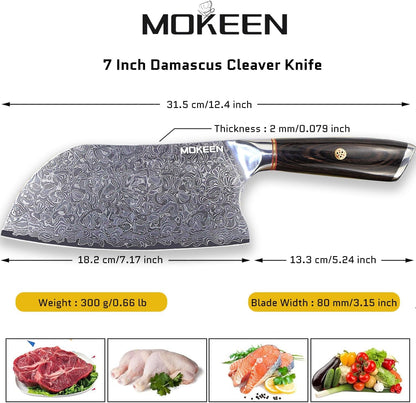 Cleaver Knife 7 Inch, Chef Knife 67 Layers VG10 Damasmas Knife4