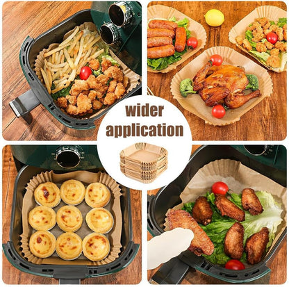 7.5 Inch Air Fryer Parchment Paper Liners Square,150 Pcs Non-Stick &Oil-Proof Air Fryer Liners Disposable for 2-5 QT Frying,Baking,Roast7