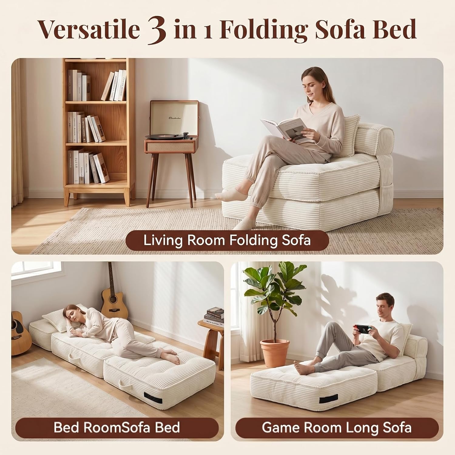 folding-sofa-bed-convertible-sleeper-chair-with-pillow