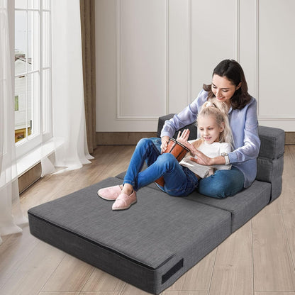 Fold Sofa Bed Couch Twin Size with Pillow Memory Foam Convertible Sleeper Chair Bed Futon Lazy for Living Room/Home Office/Guest Beds/Apartment/Upstairs Loft, Dark Gray7