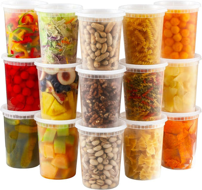 20 Sets 32 Oz Plastic Deli Food Containers with Lids, Airtight Food Storage Containers, Freezer/Dishwasher/Microwave Safe, Soup Containers for Takeout Meal Prep Storage1