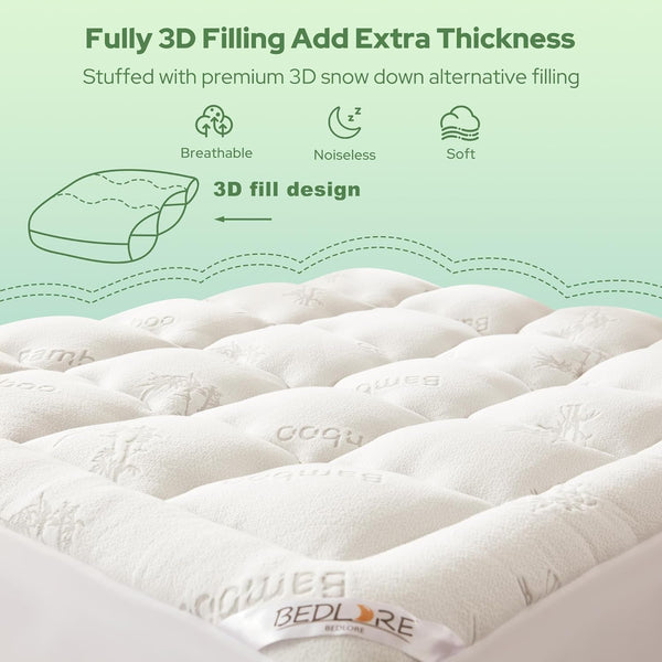 Queen Mattress Topper , Thick Pillow Top Mattress Pad5