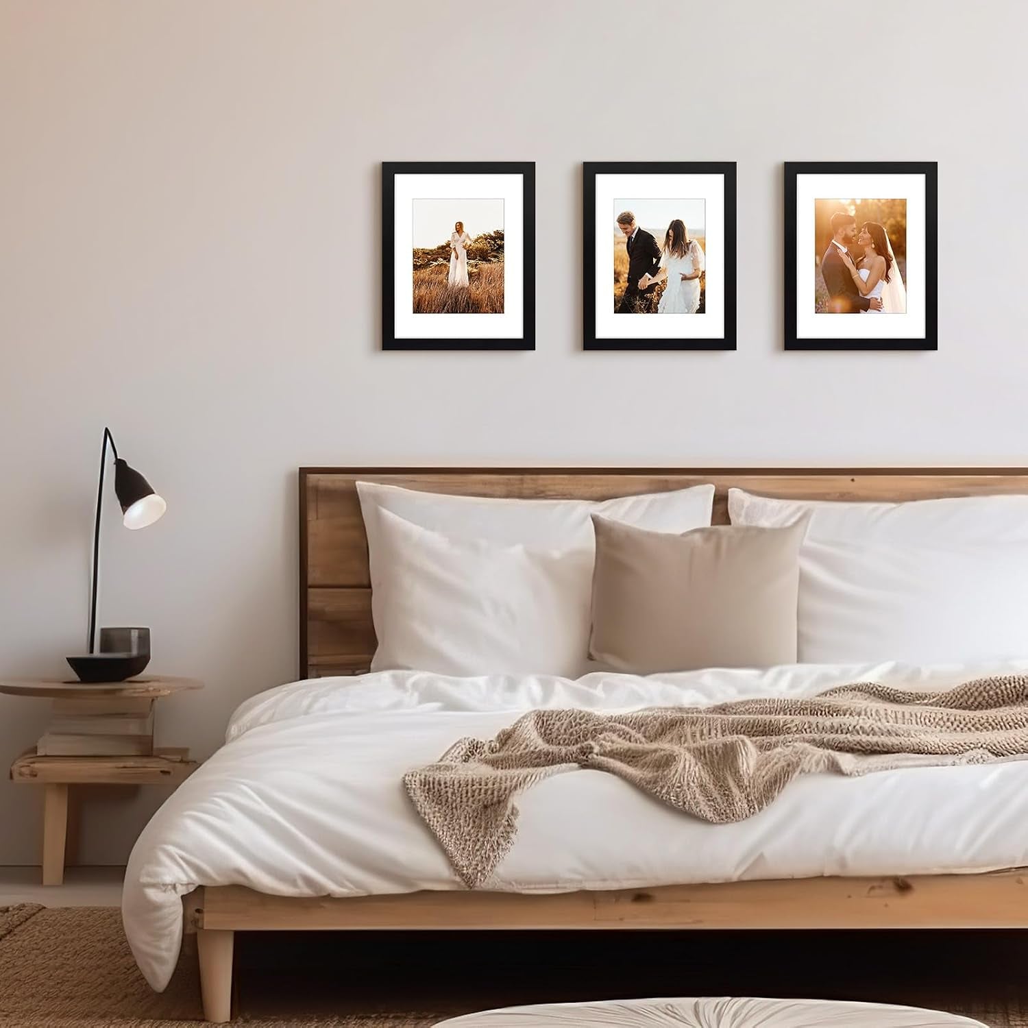 11x14-black-picture-frame-solid-wood-real-glass-mat-8x10