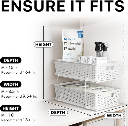 2 Tier Pull-Out Sliding Drawer under Sink Storage, White6