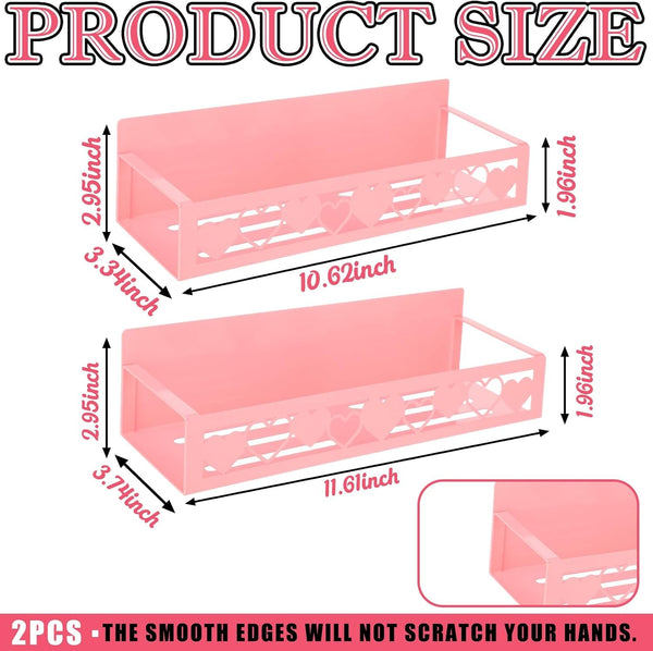2 Pcs Magnetic Spice Rack for Refrigerator, Pink Heart3