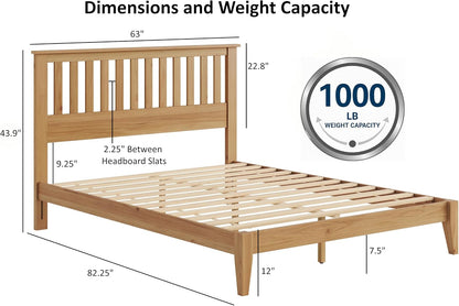 Wood Platform Bed – Pine, Queen, Bed & Mission-Style Headboard2