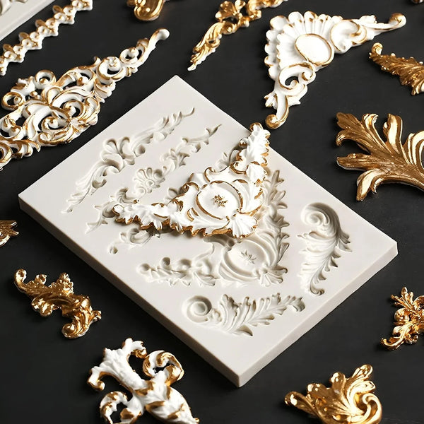3 Packs Baroque Silicone Molds Scroll Silicone Baroque Mold Clay Molds Fondant Molds Border Fondant Mold Wedding Birthday Cake Decoration4