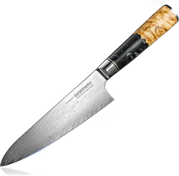 8 Inch Damascus Chef Knife with Stabilized Wood Epoxy Handle1