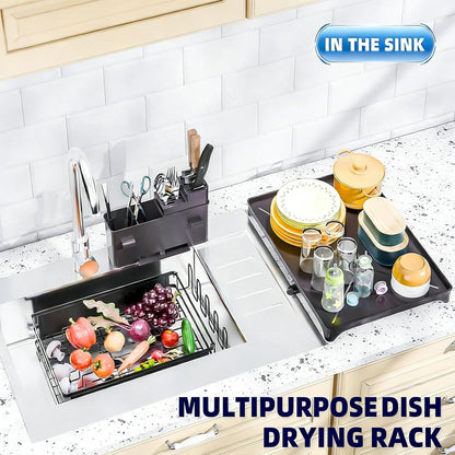 Dish Drying Rack for Kitchen Counter, 11.7" X 16.5", Black4