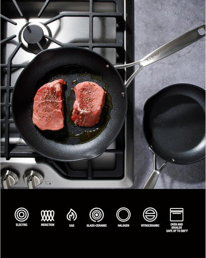 2 Piece 8 and 10 Inch Fry Pan Hard Anodized Laser Titanium Forever Non Stick Technology Durable Frying Pans Set - Black7
