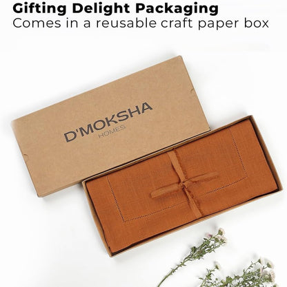 Signature Linen™ by D'Moksha, Rust Table Runner 90 Inches Long, 100% Pure Linen, Hemstitch, 14 X 90 Inch Table Runner for Dresser, Dining- Fall, Weddings, Outdoor Hosting4