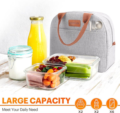 Lunch Bag for Women & Men Adult Insulated Lunch Box, Small Leakproof Cooler Food Lunch Containers Reusable High Capacity Lunch Tote Bags for Work, Travel, Outdoor (Grey)3