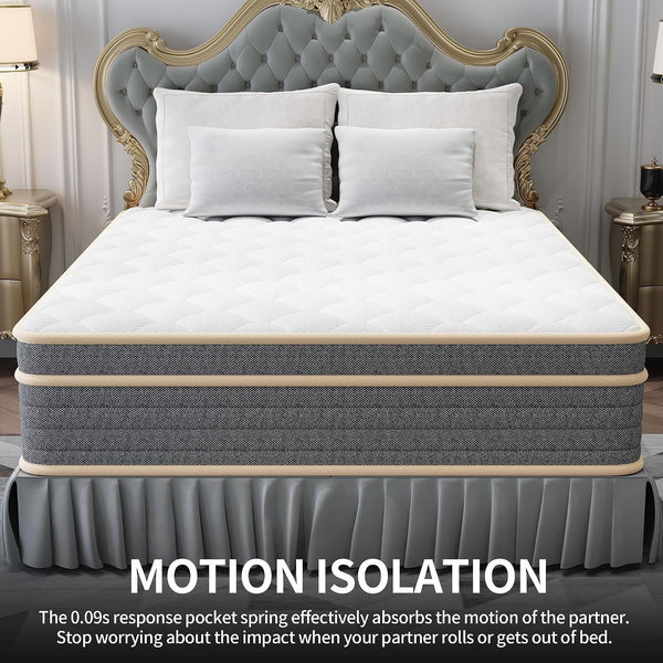 14 Inch Queen Size Mattress in a Box, Independent Pocket Spring, Targeted Support & Zero Motion Transfer, Breathable Skin-Friendly Knit Cover, Compressed for Easy Delivery & Rapid Expansion7