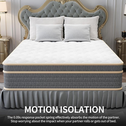12 Inch Queen Size Mattress in a Box, Independent Pocket Spring, Targeted Support & Zero Motion Transfer, Breathable Skin-Friendly Knit Cover, Compressed for Easy Delivery & Rapid Expansion7